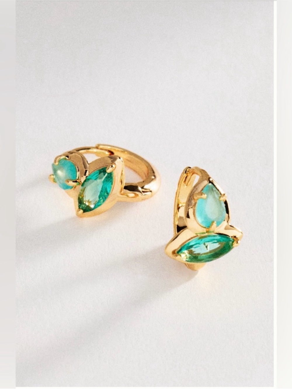 Anthropologie double stone huggie hoop earring